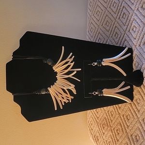 Handmade coconut shell necklace and earrings